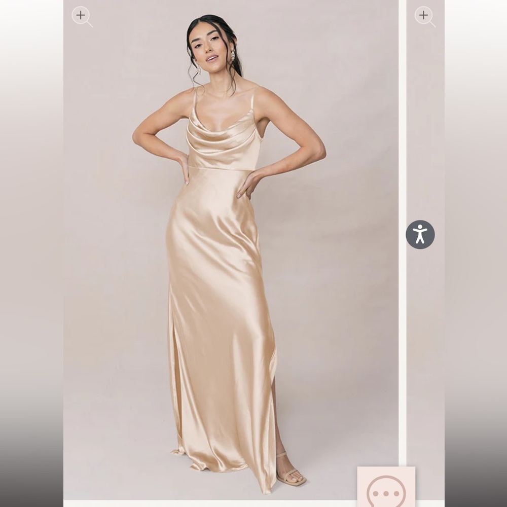 Revelry bridesmaid dress, size 6, Skye Satin dress, gold champagne